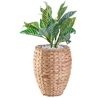 Water Hyacinth Round Floor Planter with Metal Pot