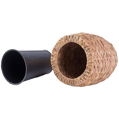 Water Hyacinth Round Floor Planter with Metal Pot