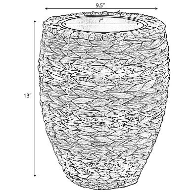 Water Hyacinth Round Floor Planter with Metal Pot