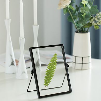 Metal Floating Tabletop Photo Picture Frame with Glass Cover and Easel Stand