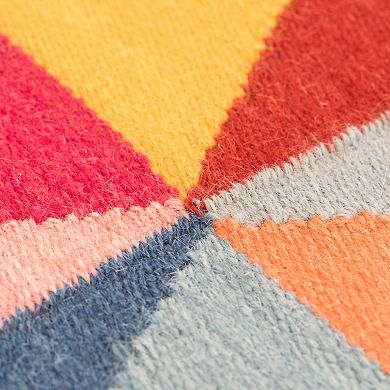 Handwoven Multicolored Geometric Wool Flatweave Kilim Rug