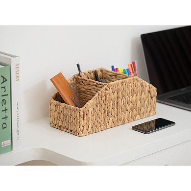 Natural Water Hyacinth Storage Decorative Desk Organizer Caddy