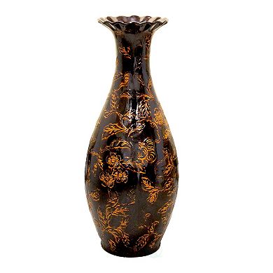 Tall Floor Vase, Traditional Brown home interior Vase, Ceramic Flower Holder Centerpiece