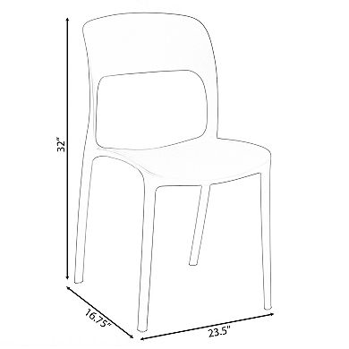 Modern Plastic Outdoor Dining Chair with Open Curved Back, Set of 2