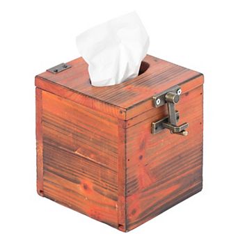 Wooden Rustic Lockable Tissue Box Cover Holder