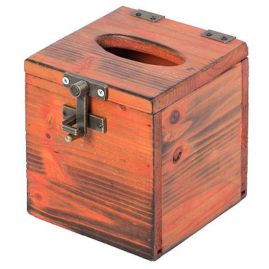 Wooden Rustic Lockable Tissue Box Cover Holder