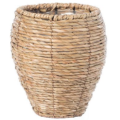 Woven Round Flower Pot Planter Basket with Leak-Proof Plastic Lining