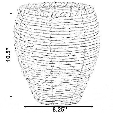 Woven Round Flower Pot Planter Basket with Leak-Proof Plastic Lining
