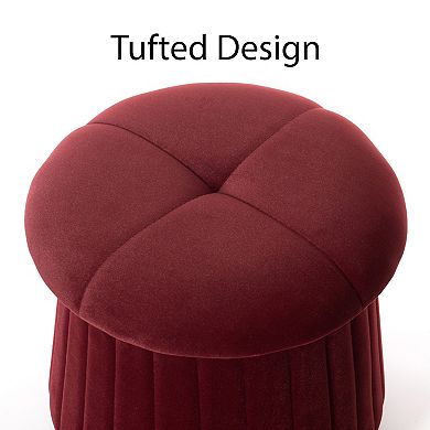 Modern Tufted Velvet Mushroom Shape Storage Ottoman Stool Trunk