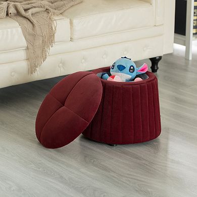 Modern Tufted Velvet Mushroom Shape Storage Ottoman Stool Trunk