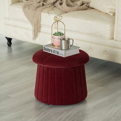 Modern Tufted Velvet Mushroom Shape Storage Ottoman Stool Trunk