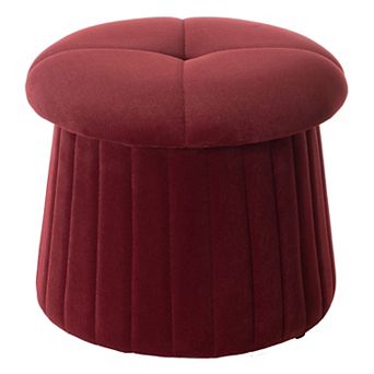Modern Tufted Velvet Mushroom Shape Storage Ottoman Stool Trunk