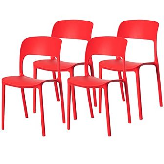 Modern Plastic Outdoor Dining Chair with Open Curved Back