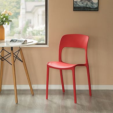 Modern Plastic Outdoor Dining Chair with Open Curved Back