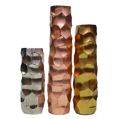 Set of 3 Decorative Modern Metal Honeycomb Design Table Flower Vase