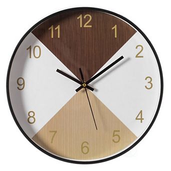 Decorative Modern Round Wood- Looking Plastic Wall Clock