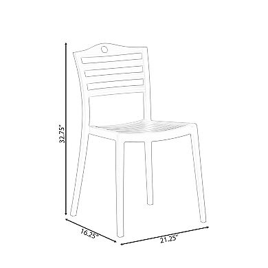 Stackable Modern Plastic Indoor and Outdoor Dining Chair with Ladderback Design for All Weather Use