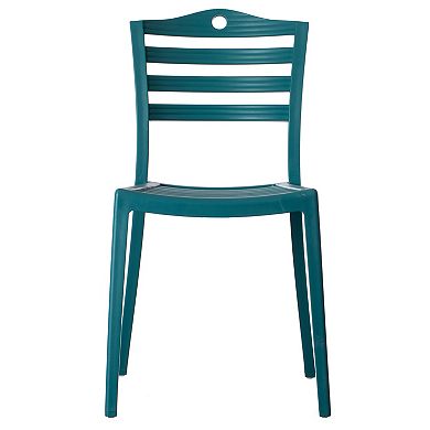 Stackable Modern Plastic Indoor and Outdoor Dining Chair with Ladderback Design for All Weather Use