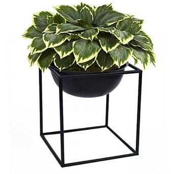 Contemporary Metal 9 in Tall Table Flower Planter Pot with Stand