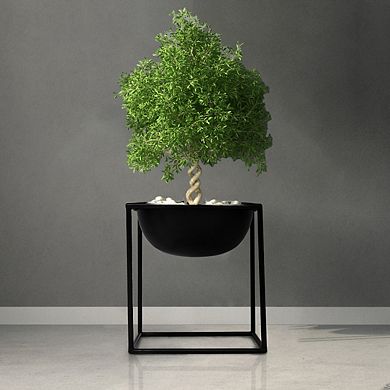 Contemporary Metal 9 Inches Tall Table Flower Planter Pot with Stand