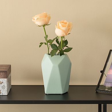 Decorative Ceramic Multi Paned Vase, Modern Style Centerpiece Table Vase