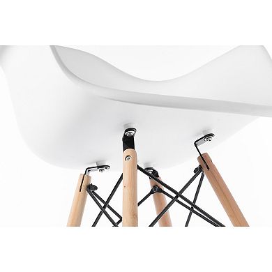 Mid-Century Modern Style Plastic DAW Shell Dining Arm Chair with Wooden Dowel Eiffel Legs