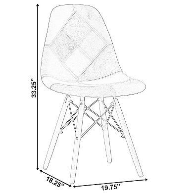Modern Fabric Patchwork Chair with Leather and Suede Like Tones with Wooden Legs