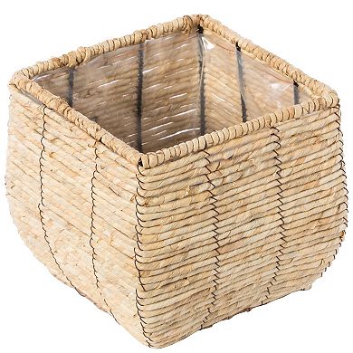 Woven Square Flowerpot Planter with Leak-Proof Plastic Lining