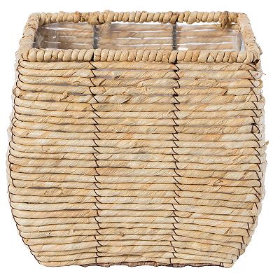 Woven Square Flowerpot Planter with Leak-Proof Plastic Lining