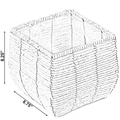 Woven Square Flowerpot Planter with Leak-Proof Plastic Lining