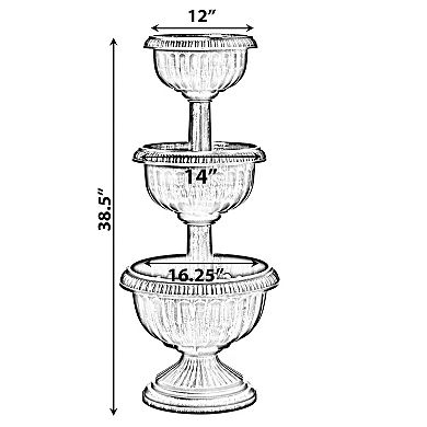 Outdoor Garden Triple Stacked Flower Bowl Urn Tier Planter Decoration