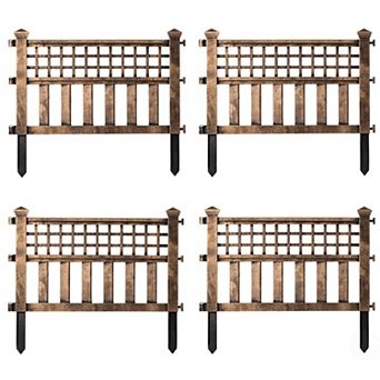 Plastic Outdoor Decor Garden Flower Edger Fence, Border, Set of 4 Panels