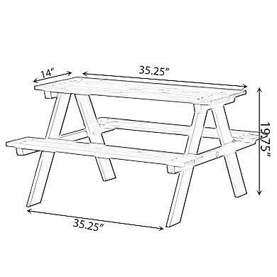 Wooden Kids Outdoor Picnic Table for Garden and Backyard