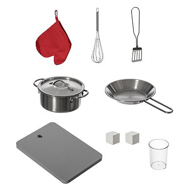 Wooden Play Kitchen Toy, Light on Microwave, Cabinet, Sound Electronic Stove