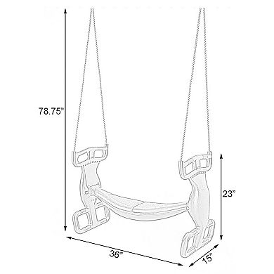 Outdoor Swingset Plastic Double Glider Playground Patio 2 Person Kids Fun Swing, Green