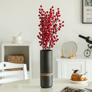 Decorative Modern Cylinder Shape Table Vase Flower Holder with Rope