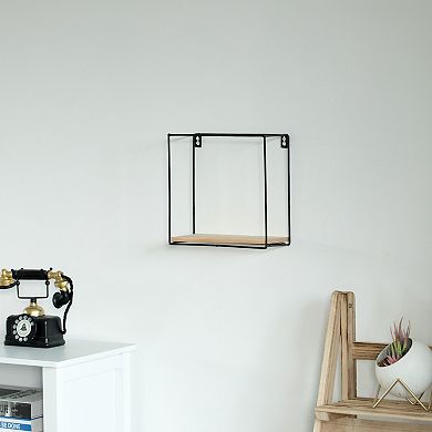 Rectangle, Board with Metal Frame Wall Mount Floating Shelf