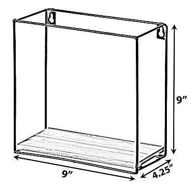 Rectangle, Board with Metal Frame Wall Mount Floating Shelf
