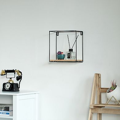 Rectangle, Board with Metal Frame Wall Mount Floating Shelf