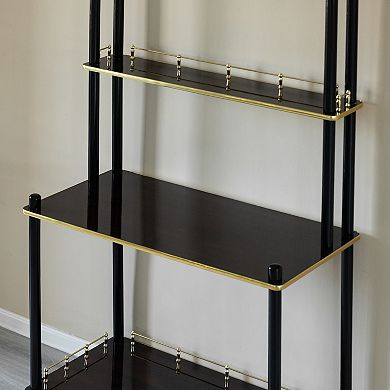 Classy and Elegant 4 Tiered Multifunctional Wooden Open Bar Shelves, Modern Console Table