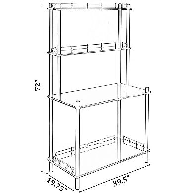 Classy and Elegant 4 Tiered Multifunctional Wooden Open Bar Shelves, Modern Console Table