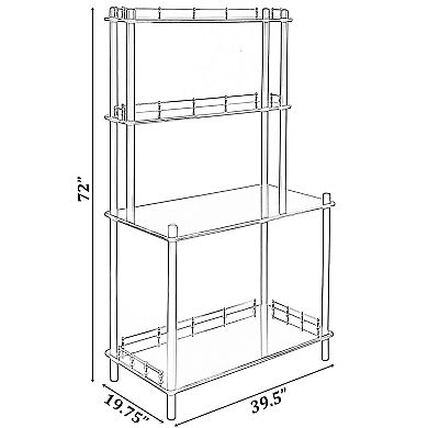 Classy and Elegant 4 Tiered Multifunctional Wooden Open Bar Shelves, Modern Console Table