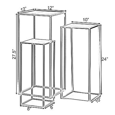 Modern Nesting Display Tables Square Accent Side End Table, Set of 3