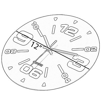 Black Decorative Unique Modern Round Glass Wall Clock, for Living Room, Kitchen, Dining or Bedroom