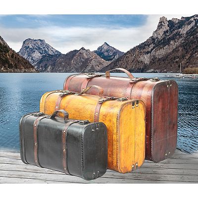 Vintage Style Travel Trunk Set