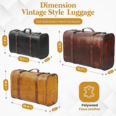 Vintage Style Luggage Suitcase/Trunk, Set of 3
