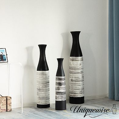 Set of 3 Handcrafted Waterproof Ceramic Floor Vase - Neat Classic Bottle Shaped Vase