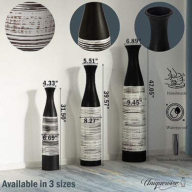 Set of 3 Handcrafted Waterproof Ceramic Floor Vase - Neat Classic Bottle Shaped Vase