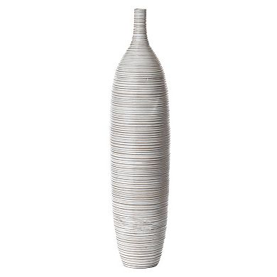 Modern Decorative Bottle Shape White Floor Vase Ribbed Design
