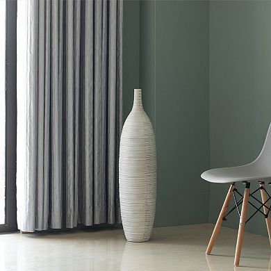 Modern Decorative Bottle Shape White Floor Vase Ribbed Design